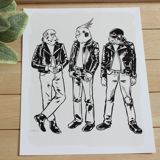 Biker Birds Print
