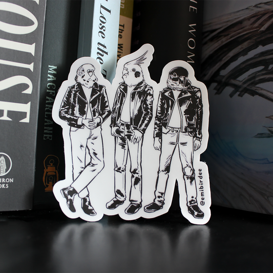 Biker Birds Vinyl Sticker