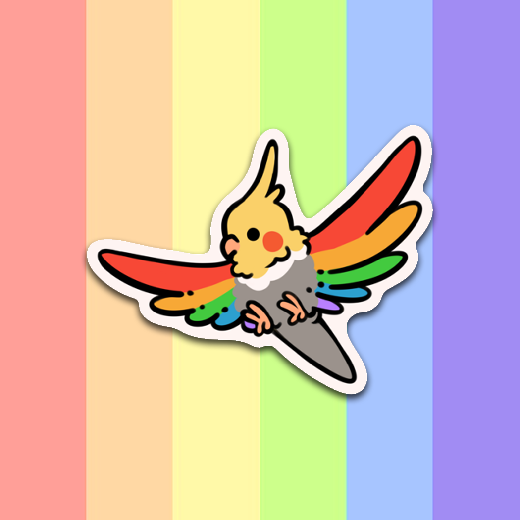 Rainbow Cockatiel Vinyl Sticker