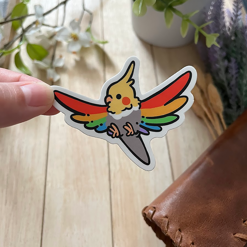 Rainbow Cockatiel Vinyl Sticker