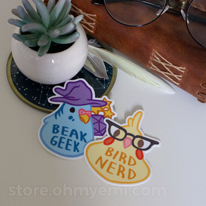 Bird Nerd and Beak Geek Vinyl Stickers