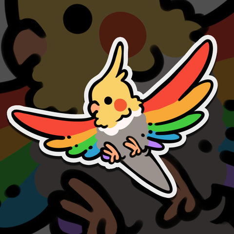 Rainbow Cockatiel Vinyl Sticker